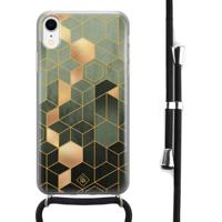 iPhone XR hoesje met koord - Kubus groen - thumbnail