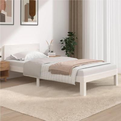 Bedframe massief grenenhout wit 100x200 cm