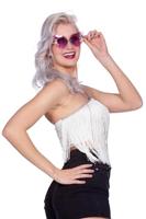 Festival top franjes kort wit - thumbnail