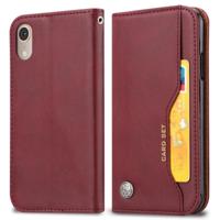 Knead huidtextuur horizontale Flip lederen case voor iPhone XR met foto frame & houder & kaartsleuven & portemonnee (wijn rood) - thumbnail