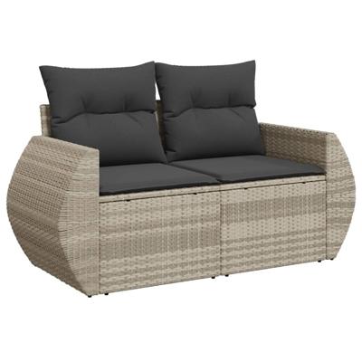 4-delige Loungeset met kussens poly rattan lichtgrijs - thumbnail
