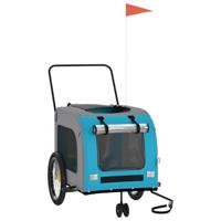 VidaXL Hondenfietstrailer oxford stof en ijzer blauw en grijs - thumbnail