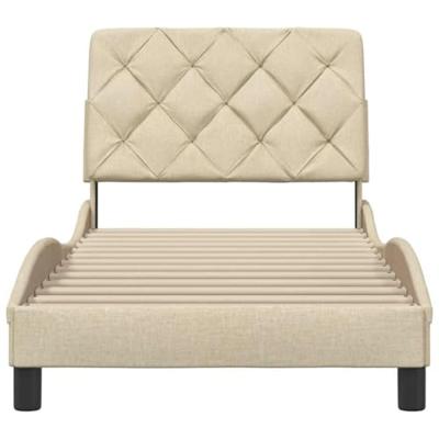 Bedframe zonder matras 90x200 cm stof crèmekleurig