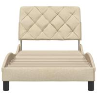 Bedframe zonder matras 90x200 cm stof crèmekleurig - thumbnail