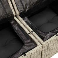 10-delige Loungeset met kussens poly rattan lichtgrijs - thumbnail