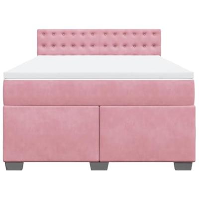 Boxspring met matras fluweel roze 160x200 cm