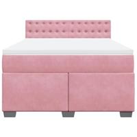 Boxspring met matras fluweel roze 160x200 cm - thumbnail