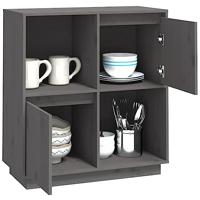 Dressoir 74x35x80 cm massief grenenhout grijs - thumbnail