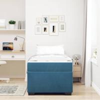 Bedframe met matras Donkerblauw 90 x 190 cm Fluweel - thumbnail