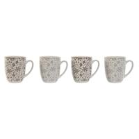 Set van 4 mokken Home ESPRIT Bruin Beige Blommor 340 ml - thumbnail