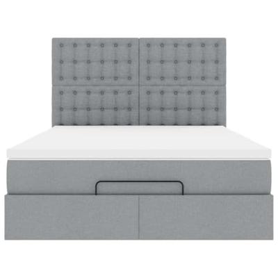 Ottoman bed met matras en LED's 140x200cm stof lichtgrijs
