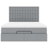 Ottoman bed met matras en LED's 140x200cm stof lichtgrijs - thumbnail