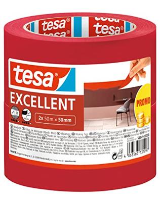 tesa EXCELLENT 56549-00000-00 Maskeertape Rood (l x b) 50 m x 50 mm 2 stuk(s) tesa EXCELLENT 56549-00000-00 Maskeertape Rood (l x b) 50 m x 50 mm 2 stuk(s)
