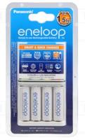 Panasonic eneloop, intelligent snellaadapparaat, voor 1-4 NiMH-accu's AA/AAA, met ledindicator en afzonderlijke laadsleufbewaking, inclusief 4 x eneloop accu, AA mignon, min. 1900 mAh, 2100 laadcycli - thumbnail