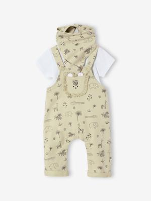 3-delige geboorteset tuinbroek + romper + sjaal groen 3-delige geboorteset tuinbroek + romper + sjaal groen