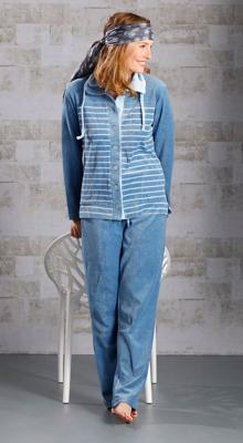 Velours huispak - Cadat Blue - Nos - Warm winter pyjama pak dames