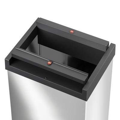 Hailo Bix-Box Swing L 8401110 Afvalbak 35 l RVS (l x b x h) 340 x 339 x 545 mm Zilver, Zwart Met zelfsluitende zwenkdeksel 1 stuk(s)