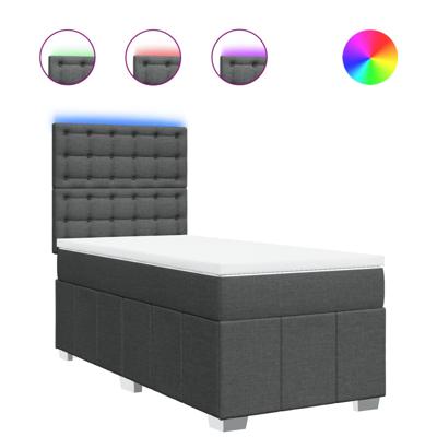 Boxspring met matras stof donkergrijs 120x200 cm - thumbnail