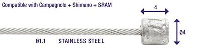 Shimano Schakel binnenkabel elvedes 2250mm rvs slick ø1,1mm n-nippel (100 stuks) - thumbnail