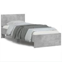 Bedframe met hoofdbord en LED-verlichting betongrijs 75x190 cm - thumbnail