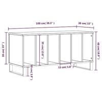 Platenkast 100x38x48 cm bewerkt hout betongrijs - thumbnail