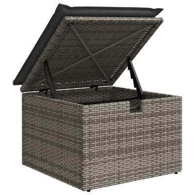 5-delige Loungeset met kussens poly rattan grijs - thumbnail