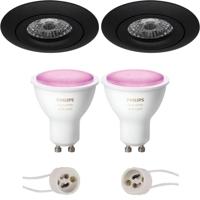 Pragmi Uranio Pro - Inbouw Rond - Mat Zwart - Kantelbaar - Ø82mm - Philips Hue - LED Spot Set GU10 - White and Color Ambiance - Bluetooth - thumbnail