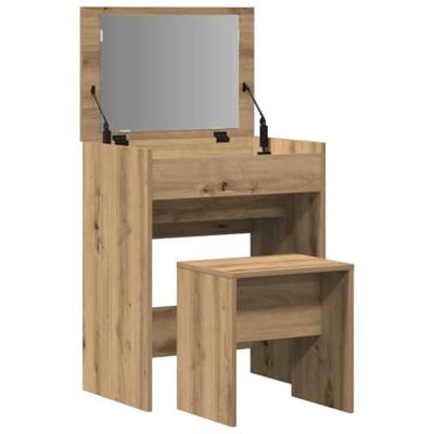Kaptafel artisanaal eikenkleurig 60 x 40 x 75 cm Bewerkt hout