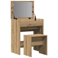Kaptafel artisanaal eikenkleurig 60 x 40 x 75 cm Bewerkt hout - thumbnail