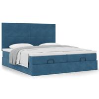 Ottoman bed met matrassen 180x200cm fluweel donkerblauw - thumbnail
