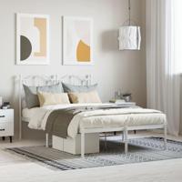 Bedframe met hoofdbord metaal wit 120x200 cm - thumbnail