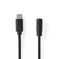 Nedis CCGB65960BK10 Usb-c™ Adapter Usb 2.0 Usb-c™ Male 3,5 Mm Female 1.00 M Rond Vernikkeld Pvc Zwart Doos - thumbnail