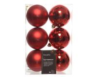 6 kerstballen kerstrood 80 mm KSD - Ksd - thumbnail