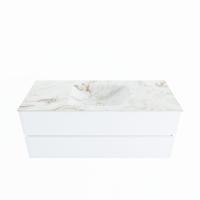 MONDIAZ VICA-DLUX 120cm badmeubel onderkast Talc 2 lades. Inbouw wastafel CLOUD midden zonder kraangat, kleur Frappe. - thumbnail