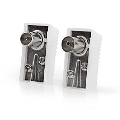 IEC (Coax) -Connector | Male + Female - Gehoekt | 2 Stuks | Wit