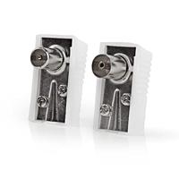 IEC (Coax) -Connector | Male + Female - Gehoekt | 2 Stuks | Wit - thumbnail