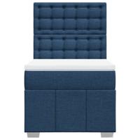 Boxspring met matras stof blauw 90x190 cm - thumbnail