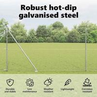 VidaXL Afrasteringspaal 13 pcs zilver staal - thumbnail