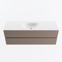 MONDIAZ VICA 140cm badmeubel onderkast Smoke 2 lades. Wastafel MOON midden 1 kraangat, kleur Talc. - thumbnail