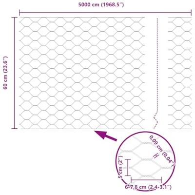 VidaXL Hexagon hek groen 0,6 x 50 m pvc