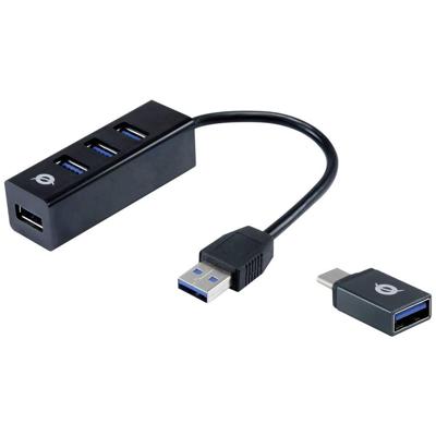 Conceptronic HUBBIES04B HUBBIES04B USB-hub 4 poorten USB-A USB 3.1 Gen1 5 GBit/s Zwart