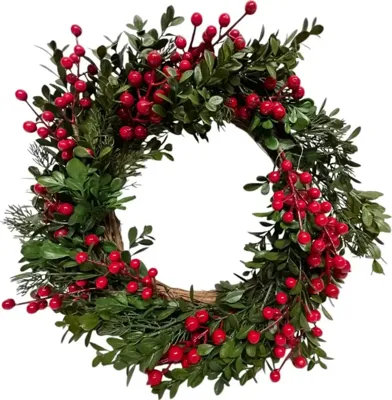 Kerstkrans bes 40cm rood