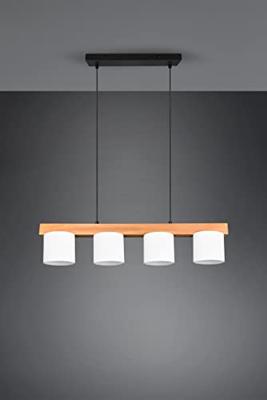 Trio Hanglamp Cameron 4-lichts wit met houtbruin R30654001