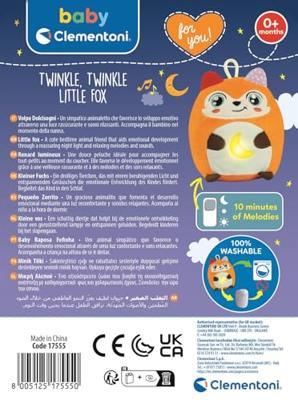 Clementoni baby twinkle winkle kleine vos knuffel nachtlamp