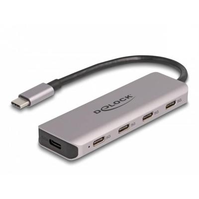Delock 64238 64238 USB-hub 4 poorten USB-C USB 3.2 Gen1 5 GBit/s Met USB-C stekker Grijs Delock 64238 64238 USB-hub 4 poorten USB-C USB 3.2 Gen1 5 GBit/s Met USB-C stekker Grijs