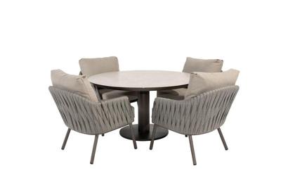 Cannes low diningset met Sarah low dining tafel terre keramiek rond dia. 130 cm Taste - Taste