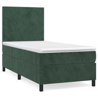 Boxspring met matras fluweel donkergroen 80x200 cm - thumbnail