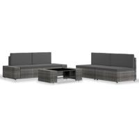 5-delige Loungeset poly rattan grijs - thumbnail