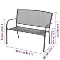 VidaXL Tuinbank 108 cm staal en mesh antraciet - thumbnail
