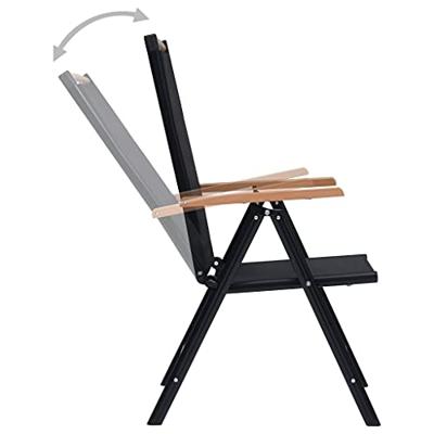 Tuinstoelen inklapbaar 2 st aluminium en textileen zwart